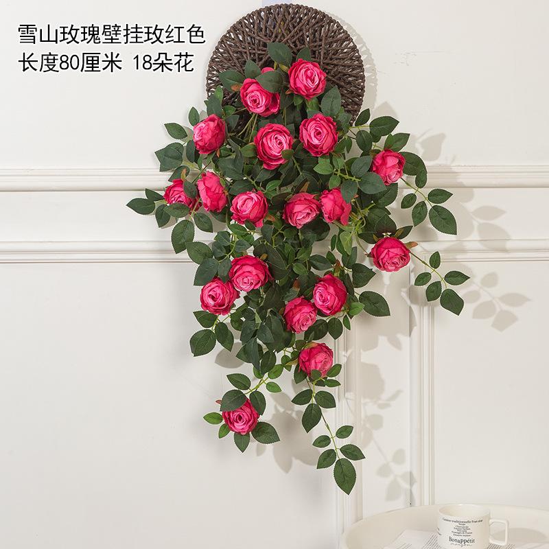 Artificial Flower Rattan Decoration Wall Hanging Roses Fake Hanging Flowers Decorative Flowers Wreath Wedding Home Garden Decor