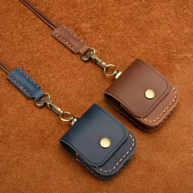 Luxury Genuine Leather Case For Apple Airpods 4 3 2 1 Airpods Pro Wireless Earphone Cases funda Airpod Cover with lanyard