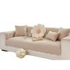 French Retro Embroidery Pure Cotton Sofa Cushion, Universal In All Seasons, Light Luxury Fabric Sofa Towel Cover, Non-Slip Leather Seat Cushion