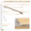 Manual Retractable Awning 295 x 245 cm Outdoor Terrace Awning with Crank, Adjustable Angle 45 degrees-85 degrees