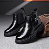 FashionAutumn Winter Ankle Boots for Men Fashion Casual Buckle Designer Black Cow Leather Shoes Man Black Platform Chelsea Boots Male