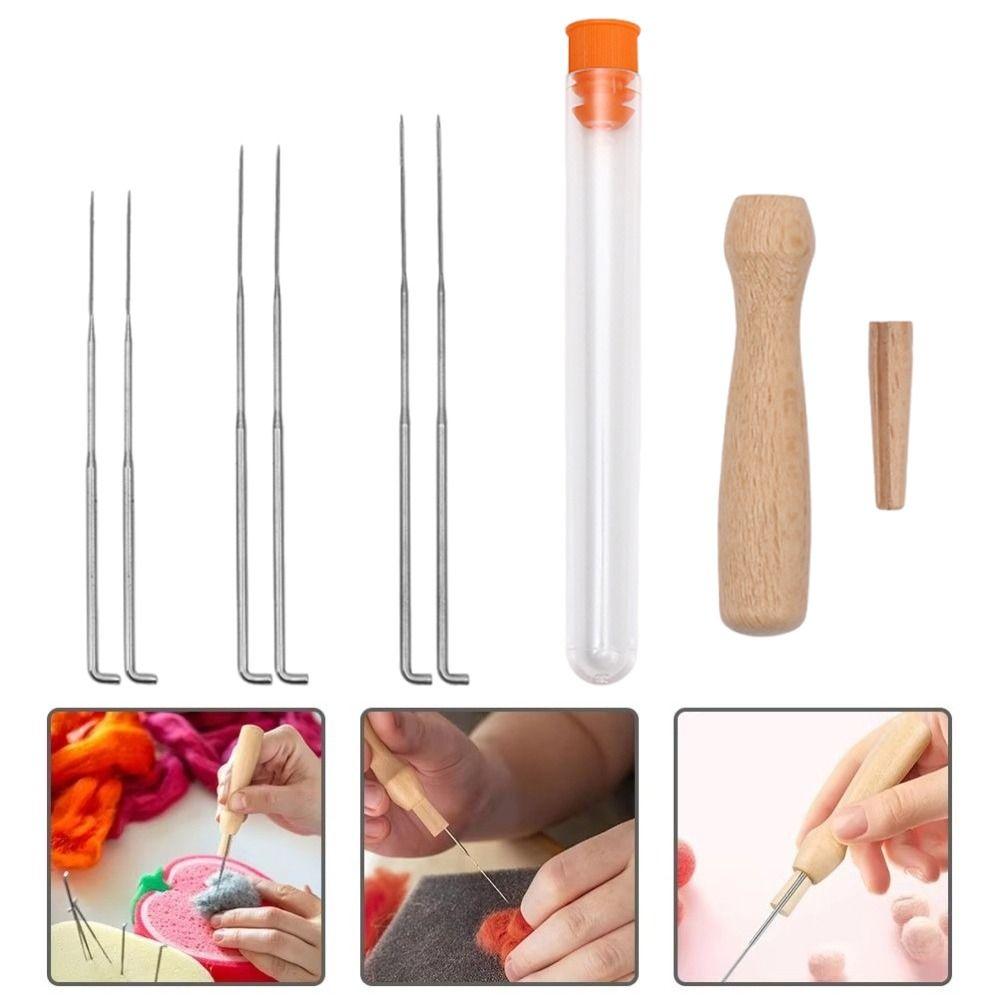 Wooden Handle Felting Needles Set 3 Sizes Felting Needles Felting Starter Kit Sewing