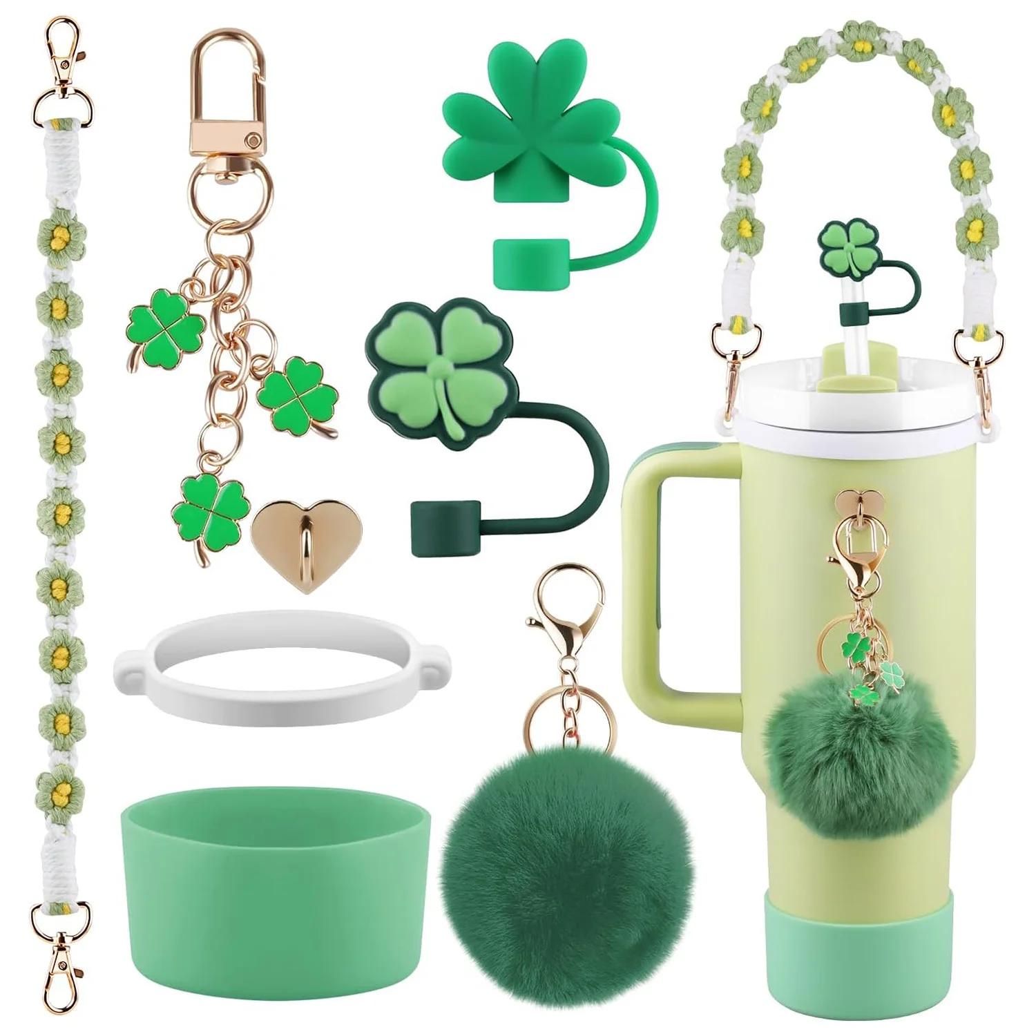 

9pcs Accessories Set for Stanley Cup Water Bottle Handle Strap Boot Bow Straw Cover Pearl Charms Straw Topper 40oz 30oz Tumbler