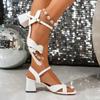 Women's Plus Size Square Toe Thick Heel Sandals 2025summer New High Heels Party Shoes Comfortable Soft Soled Sandals Fashionable