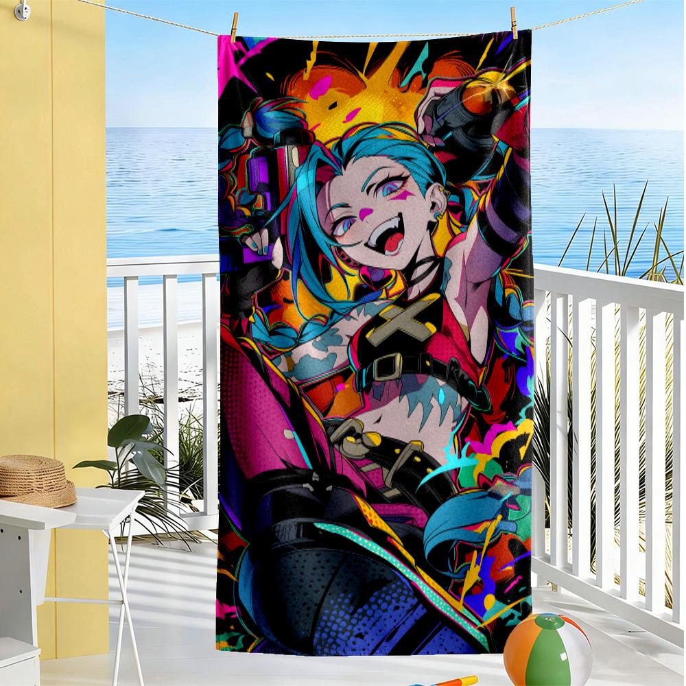 League of Legends Jinx soft beach towel Foldable summer vacation towel Fashion Lovers Spiritual Gift