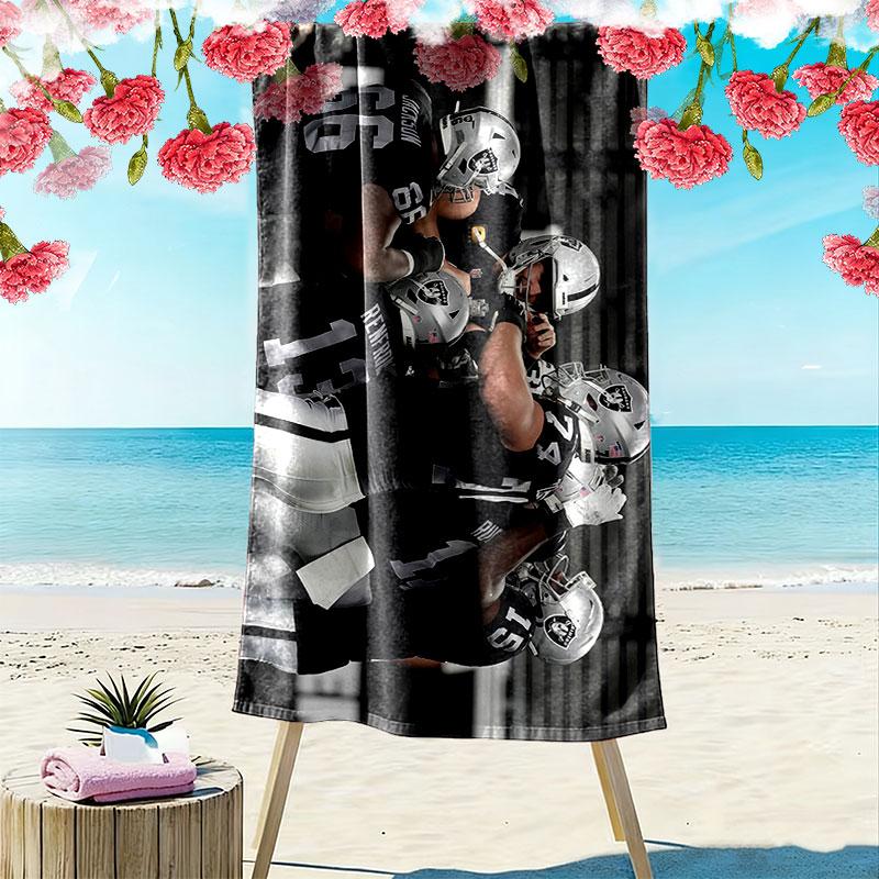 Raiders Players Print Beach Towel, Large Soft Quick Dry Towel for Beach Camping Swimming