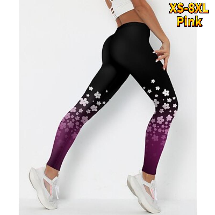 Womens Little Blue Flower Prints Stretch Yoga Leggings Fitness Running Gym Sports Active Pants