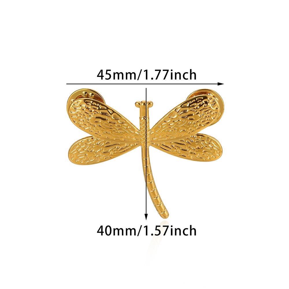 Stainless Steel Gloss Dragonfly Pin Brooch 2024 New Trend Gold Color Elegant Blazer One Direction Animal Pins Jewelry Party Gift