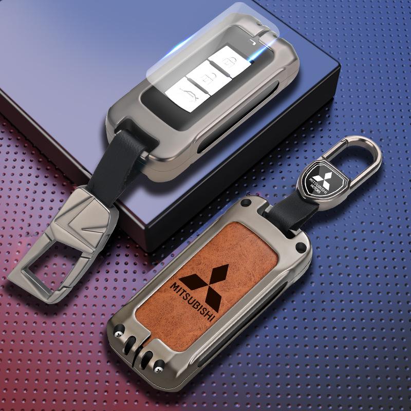 Genuine Leather Key Case for Mitsubishi Outlander, ASX, Eclipse Cross, Pajero