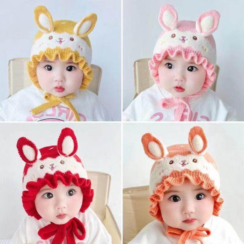 Warm Infant Beanie Hats Rabbit Ear Kids Pullover Cap Fashion Baby Knitted Hat Ear Protection