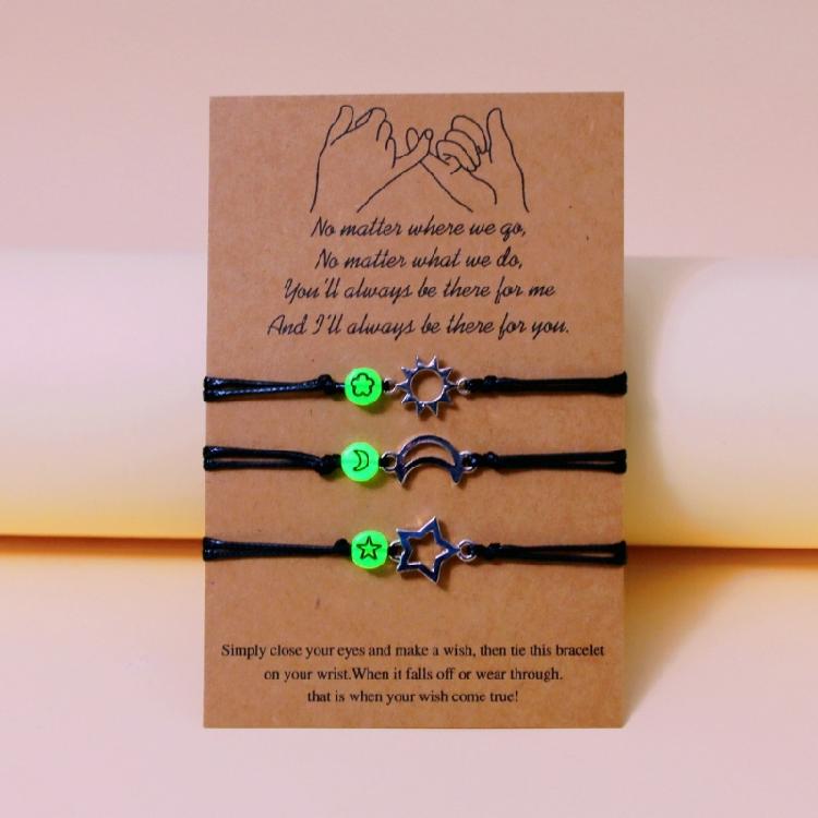 Sun Moon Star Bracelets Handmade Woven Bracelet Jewelry for Best-Friend Family