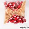 100Pcs Christmas Disposable Bamboo Skewers Santa Xmax Tree Fruit Fork Buffet Dessert Cocktail Sticks Christmas Decoration 2025