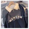 Damen Polokragen Halbreißverschluss Sweatshirt Buchstabendruck Locker Lässig Crop Top