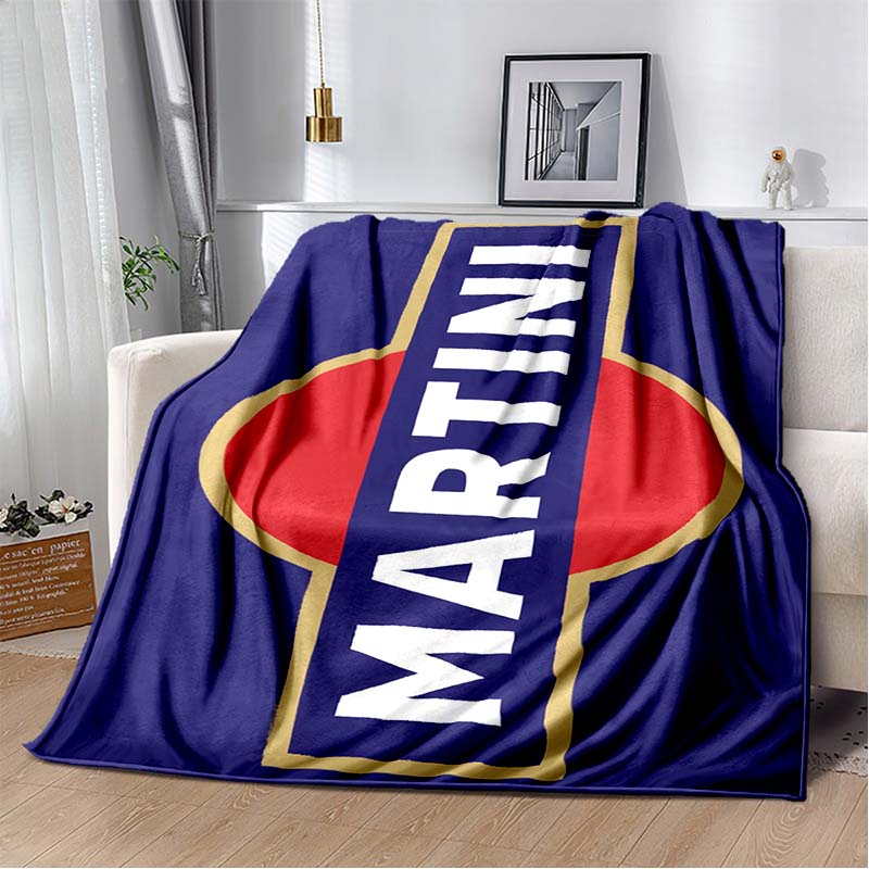 3D Soft Flannel Blanket Martini Logo Stripe Print Throw Blanket Warm Plush Cover for Bed Sofa Bedroom Camping Travel Home Decor