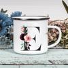Alphabet Blumen A-Z Vintage Emaille Kaffee Tee Tassen Urlaub Camping Getränke Saft Bier Tassen Zuhause Büro Milch Tasse Geburtstagsgeschenke