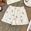 Ladies Summer Thin Cartoon Sweet Floral Satin Ice Silk Breathable Loose Comfortable Leggings