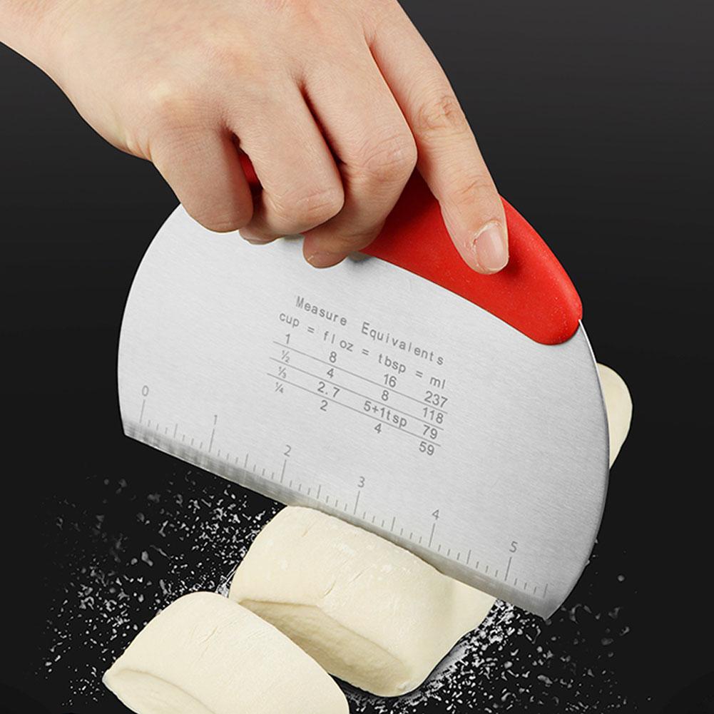 Stainless Steel Dough Cake Scraper Pizza Cutter Cutting Knife with Scale Baking Tool