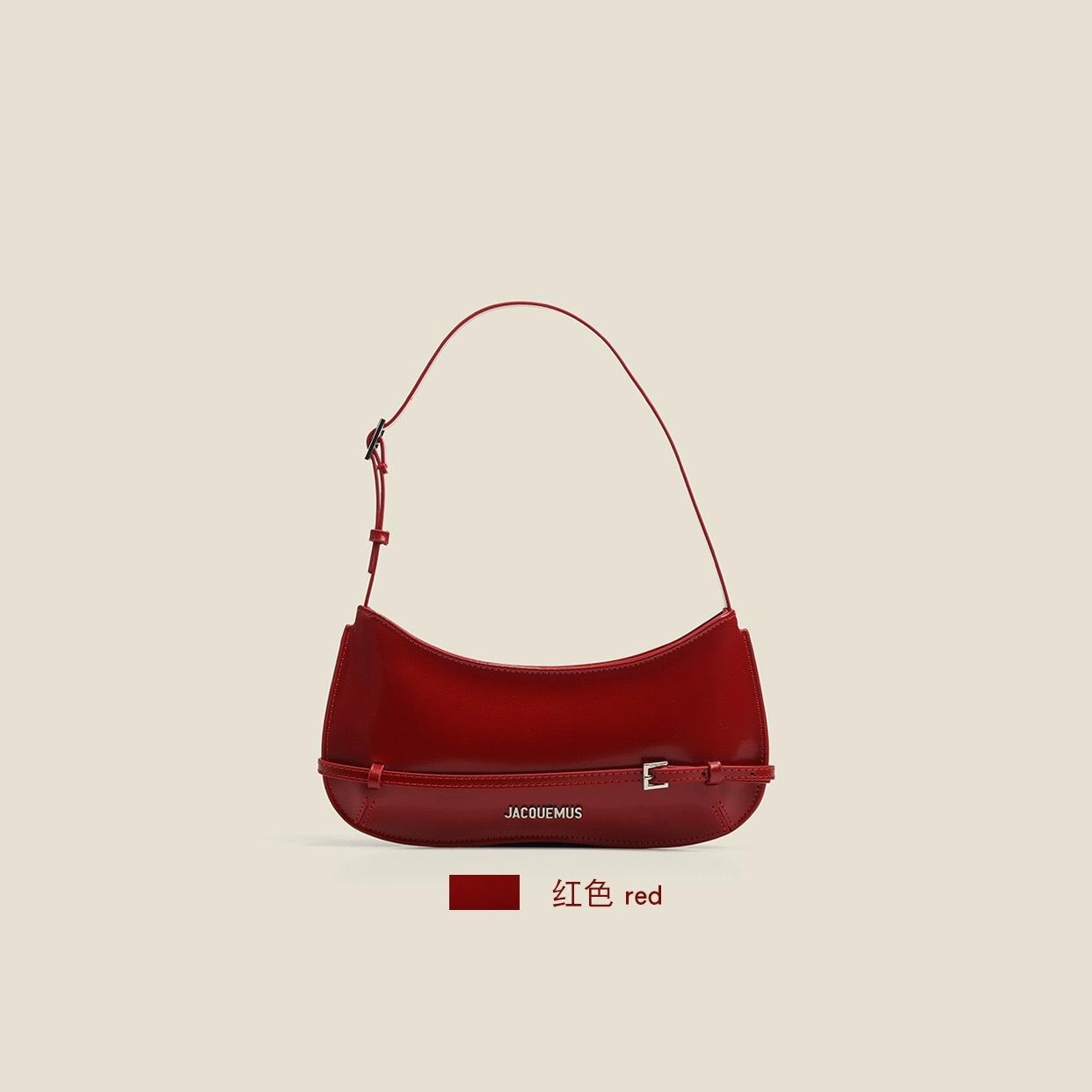 

Bag women new French niche women s high-end patent leather underarm baguette bag retro leather wedding bag With characters: 27 * 3 * 11 красный