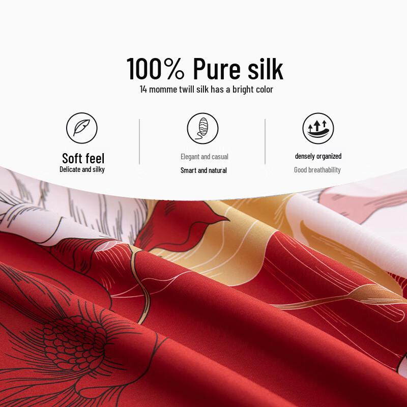 Wanshili 100% Mulberry Silk Square Scarf - Magnolia Ode 75cm