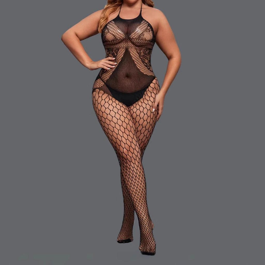 Bodysuit Suspender Hollow Out Plus Size Women's Clothing Open Cut Thin Style Perspective Sexy Shoppings  Sexy Clothes Woman