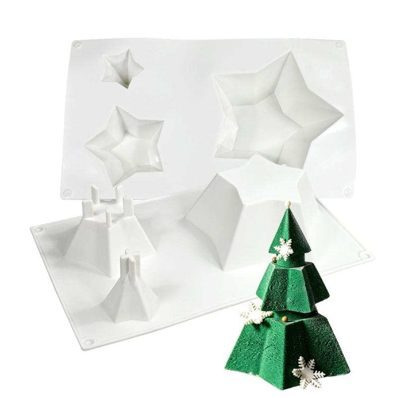 Festives Christmas Tree Shape Silicone Molds Baking Essential For Mousse Cakes Candle Making Nontoxic Easy Releases