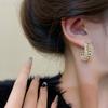 Silver needle high sense C-shaped crystal earrings women's retro light luxury Internet celebrity same earrings Japanese and Korean style ear jewelry