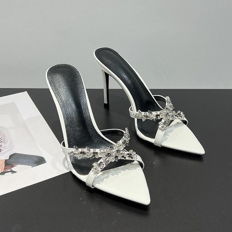 Pointed Rhinestone Slippers Women's 2025 Summer Royal Sister Sexy High Heels Beautiful High Heel Sandals