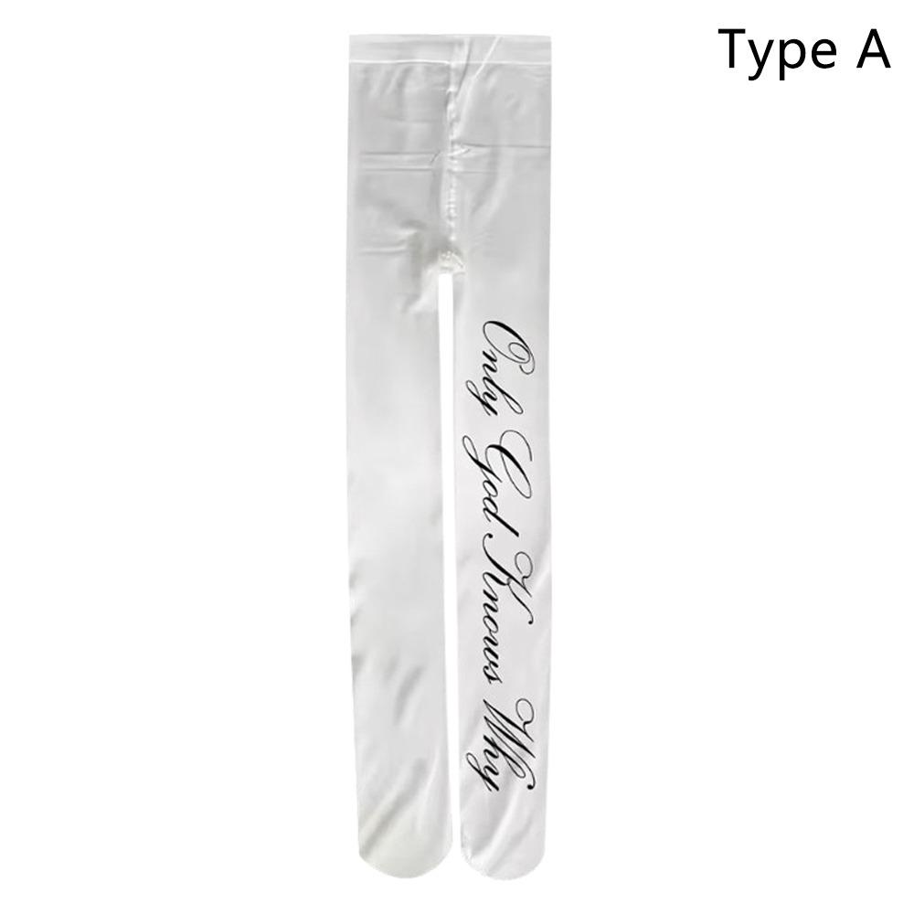 

White Y2K Women s Long Socks Versatile Silk Sexy Stockings Lingerie Subculture Tight Printed Long Socks Harajuku One Size