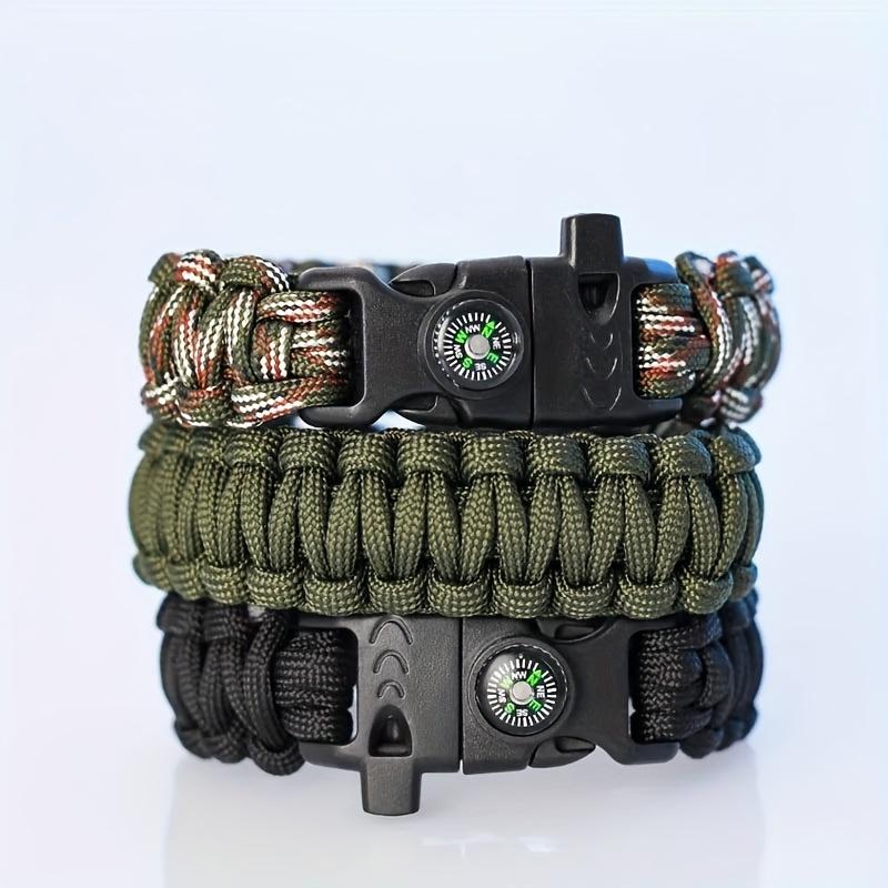 Vintage Style Multi-Function Outdoor Adventure Bracelet with Compass and Whistle Pendant