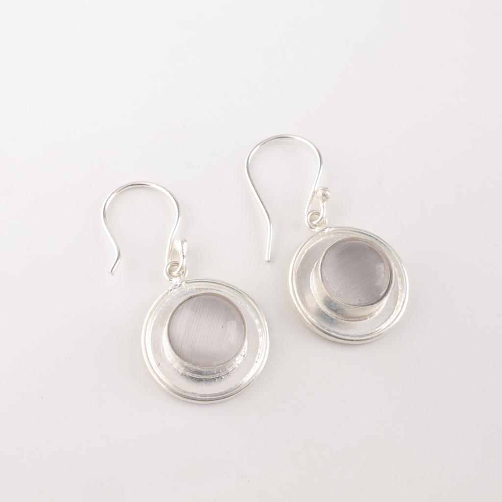 Selenite Gemstone 925 Solid Silver Jewelry Earrings 1.40" For Mother's Day Gift EE-4-50