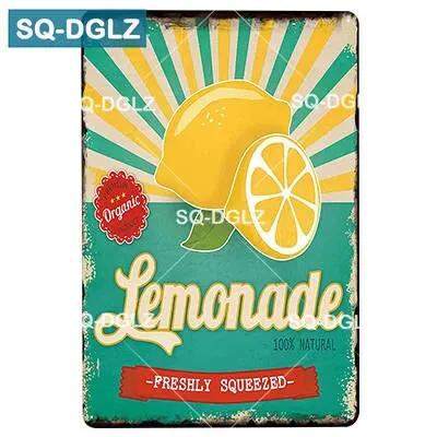Vintage Lemon Fruits Metal Tin Sign Retro Bar Wall Decor Home Decor Art Poster Painting Plaques for Kitchen Cafe Pub