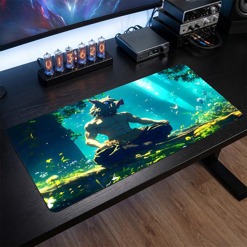 Inosuke Hashibira Bedrucktes Mauspads Rutschfest Wasserdicht Gummi Schreibtischunterlage für Gaming Büro Laptop Heimdeko Geschenk 30cmx60cm（11.8x23.6inch）
