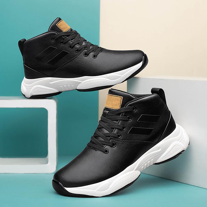 Fashion High Top Men's Genuine Leather Sneakers Comfortable Outdoor Casual Sports Shoes Non-Slip Male Trainers Outdoor Treking Footwear