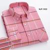 Spring and Autumn Men's Pure Cotton Long Sleeved Shirts for Middle and Youth Leisure All Cotton Oxford Plaid Plus Size Shirts