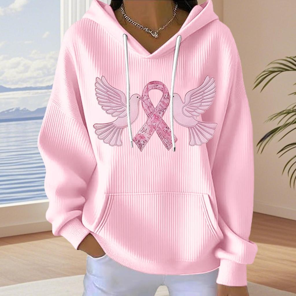 Women's Loose And Comfortable Drawstring V-neck Long Sleeved Floral Print Hoodie