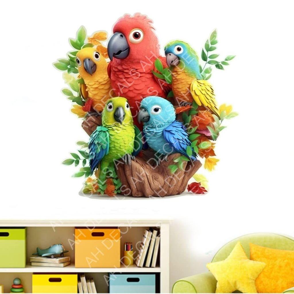 Beautiful Multicolor Parot Wall Sticker for Baby Kid Room Home Décor (60x60cm)