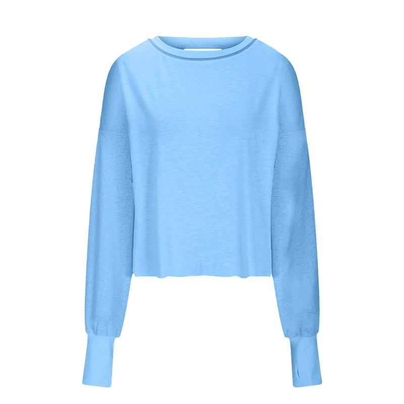 Women's Loose Long Sleeved Backless Women's Top Age Reducing Hollow Out Short Round Neck Women's T-shirt