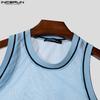 INCERUN Summer Men Stitching Sleeveless Mesh Sheer Stretch Tank Tops