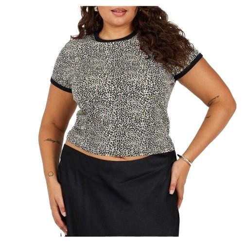 BRAVE SOUL Womens/Ladies Leopard Print Cropped Plus T-Shirt
