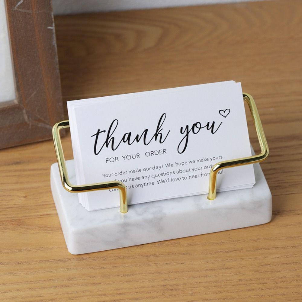 Metal Frame Metal Business Card Holder Marble Material Business Card Storage Holder Meeting Gifts