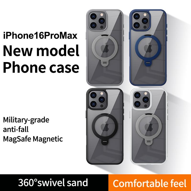 For iPhone 16 Pro Kickstand Case TPU+Acrylic Clear Phone Cover Compatible with MagSafe