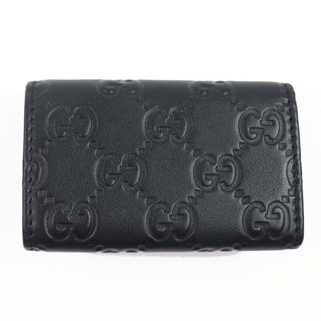 Excellent GUCCI Key Holder  Guccissima Interlocking G 6-row Black Leather Mens 181680 Used