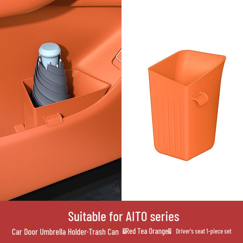 Compatible with AITO New M7/M8/M9: Silicone Car Trash Can & Door Umbrella Holder.