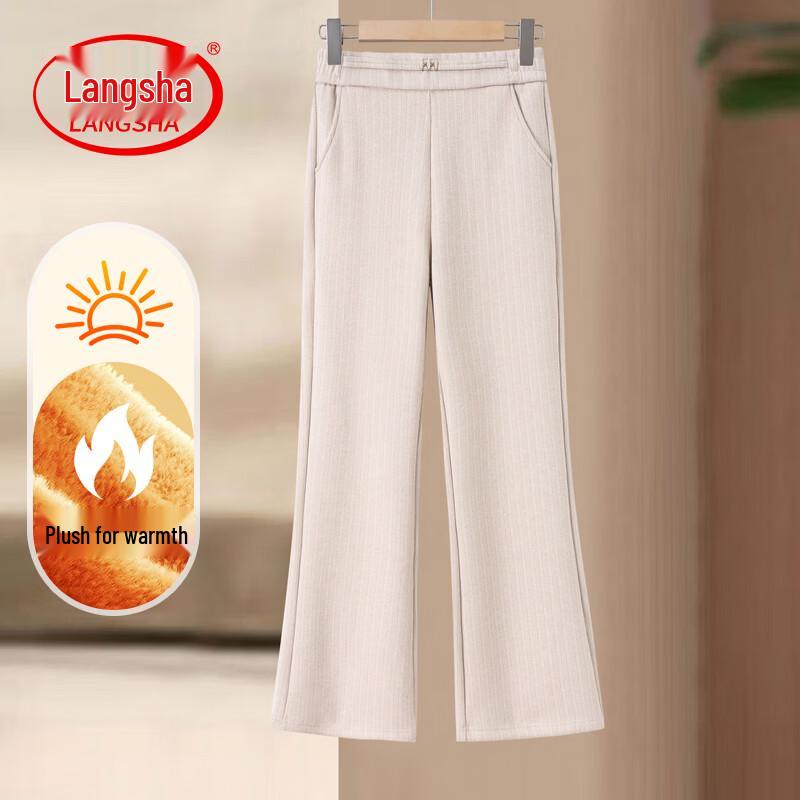 

LangSha Women s Warm Plush Lined Wide Leg Pants 5XL
