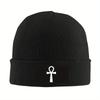 Pc Lustiges Ankh-Symbol Altägyptische Geschenke Schwarze Beanie Mütze Unisex Warme Beanie Mütze Strickmützen für Unisex Damen Slouchy H