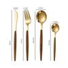 4pcs Stainless Steel Imitation Wooden Handle Cutlery Set Dinnerware Tableware Knife Spoon Fork Cutlery Set Tableware