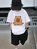 Bright Capybara Short Sleeve T Shirt For Kids Summer Cute Crewneck Casual 3-14