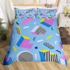 Retro 80s Style Bedding Set Twin King Size Abstract Geometric Pattern Duvet Cover Set Microfiber Circle And Triangle Quilt Cover