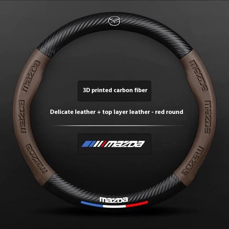 Carbon fiber Leather Car Steering Wheel Cover For Mazda 3 5 6 8 SKYACTIV Axela Atenza CX30 CX5 CX7 CX8 CX9 MX5 BT50 Accessories FF12
