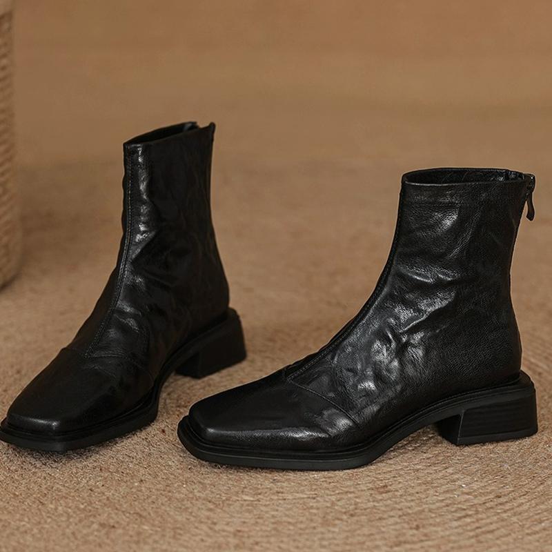 Fashion Ankle Boots Women Square Toe Fashion Dress Heeled Shoes Designer Dress Woman's Winter Boots 2025 Chelsea Botas De Mujer Shoes